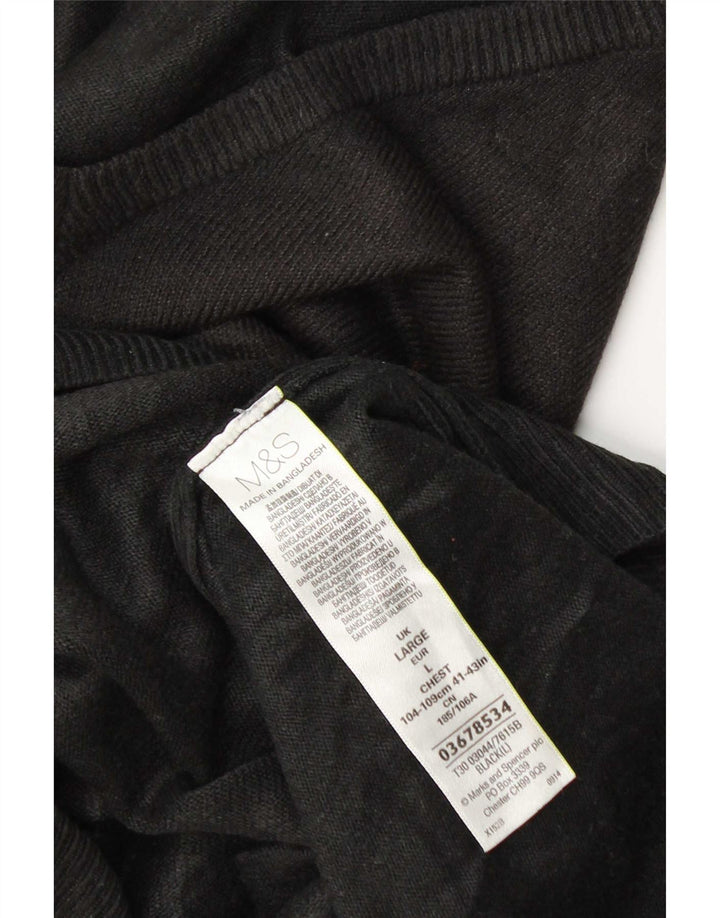 Marks & Spencer Ανδρικό πουλόβερ με λαιμόκοψη με λαιμόκοψη μεγάλο μαύρο ακρυλικό