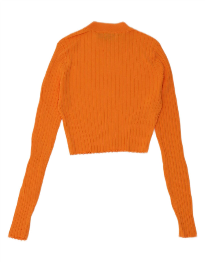 Zara Γυναικείο Crop Top Μακρυμάνικο UK 8 Small Orange