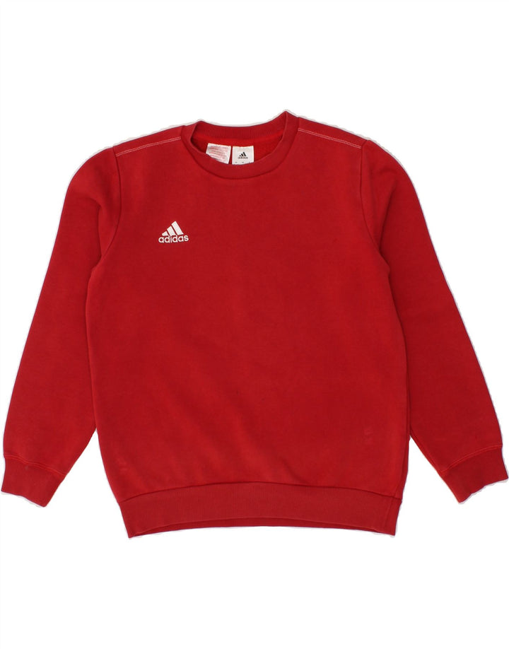 ADIDAS Boys Sweatshirt Jumper 11-12 Years Red Cotton Vintage Adidas and Second-Hand Adidas from Messina Hembry 