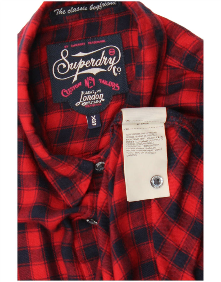 Γυναικείο φανελένιο πουκάμισο SUPERDRY UK 6 XS Red Check Viscose
