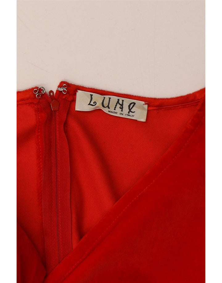 LUNE Womens Velvet 3/4 Sleeve Shift Dress UK 12 Medium Red Vintage Lune and Second-Hand Lune from Messina Hembry 