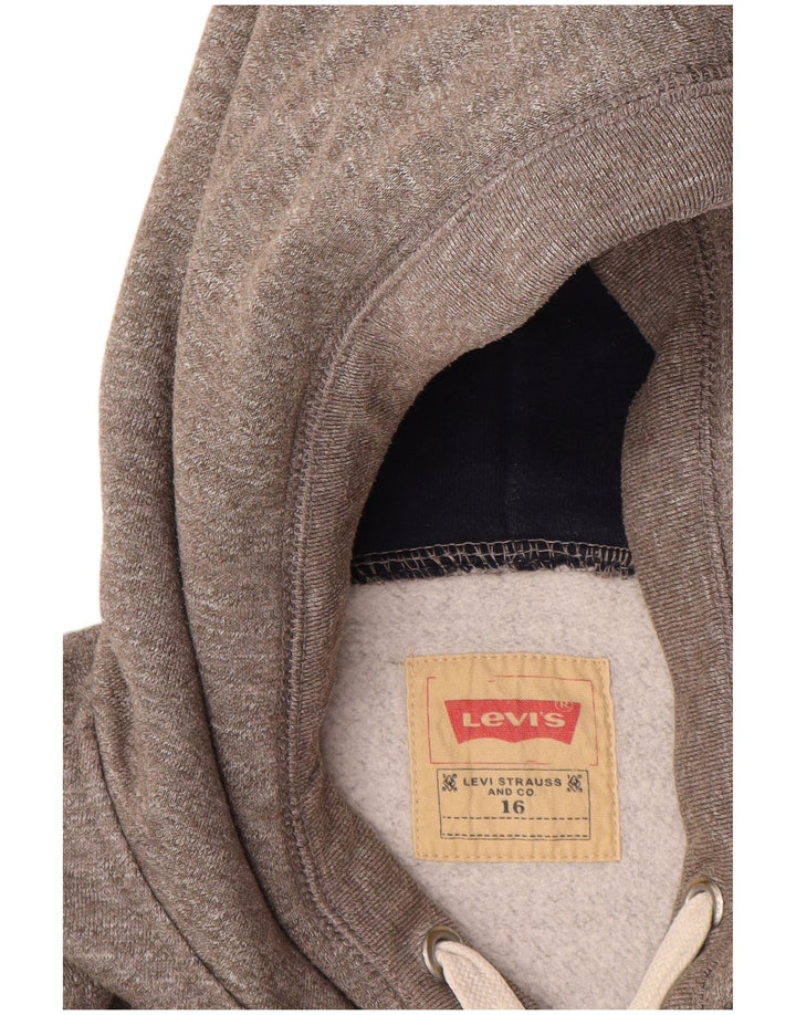 LEVI'S Γυναικείο γυναικείο φούτερ με κουκούλα UK 16 Large Grey Flecked Cotton