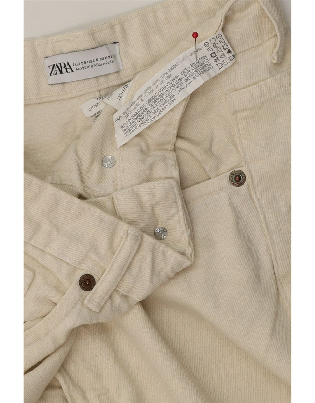 Zara Γυναικείο τζιν σορτς EU 38 Small W28 από λευκό βαμβακερό