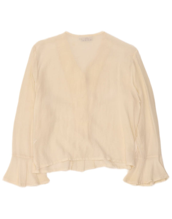 Mirella Mori Γυναικεία μπλούζα πουκάμισο UK 10 Small Off White Viscose