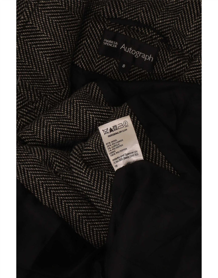 Marks & Spencer Γυναικείο πανωφόρι αυτόγραφο UK 8 Μικρό γκρι μαλλί ψαροκόκαλο