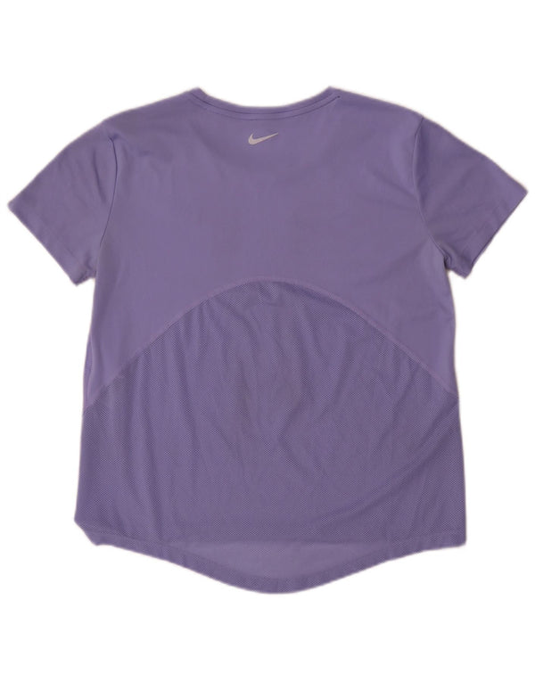 Nike Womens Dri Fit T-Shirt Top UK 10 Small Purple Polyester