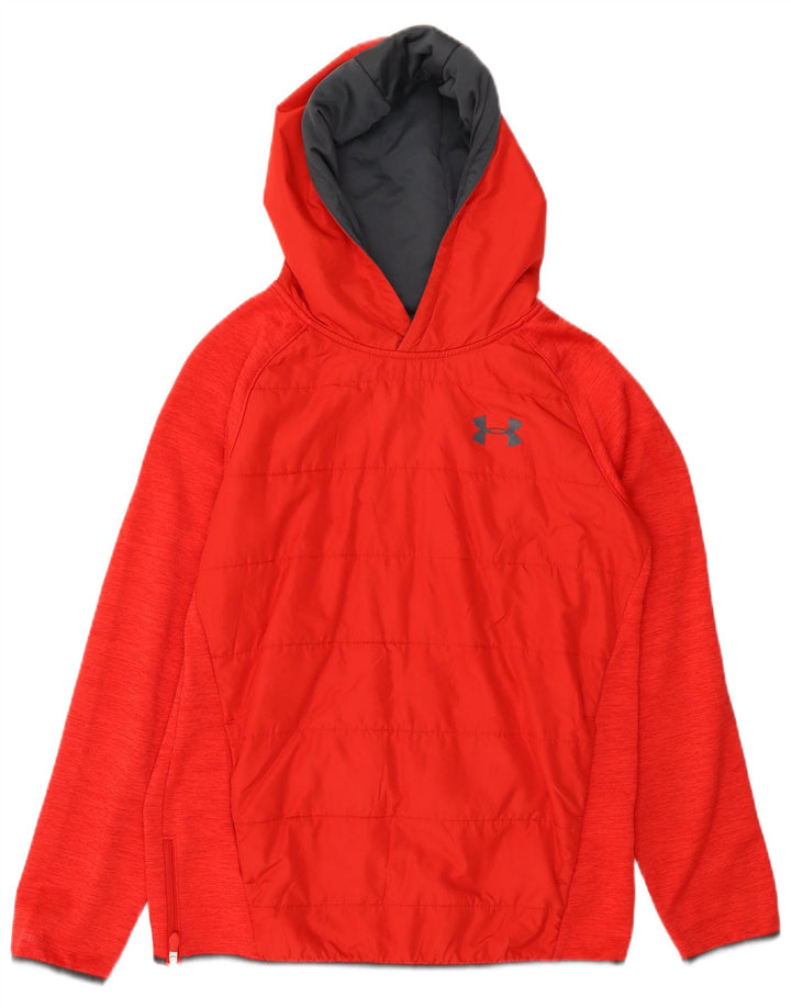 UNDER ARMOR Boys Hoodie Jumper 13-14 Years XL Red Polyester