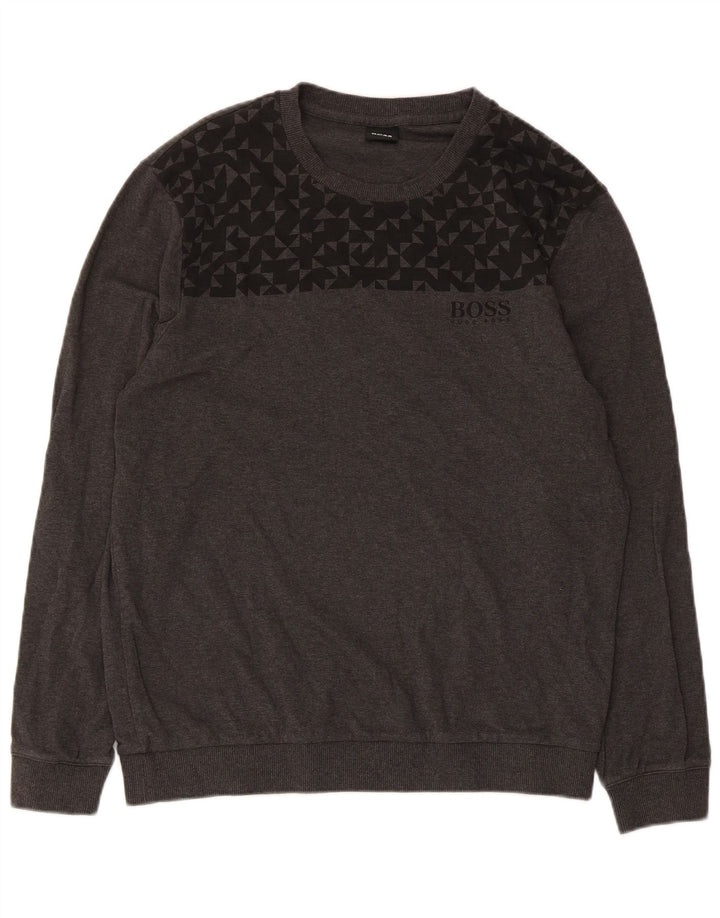 Γυναικείο φούτερ Hugo Boss Jumper UK 14 Μεσαίου Γκρι γεωμετρικό βαμβάκι