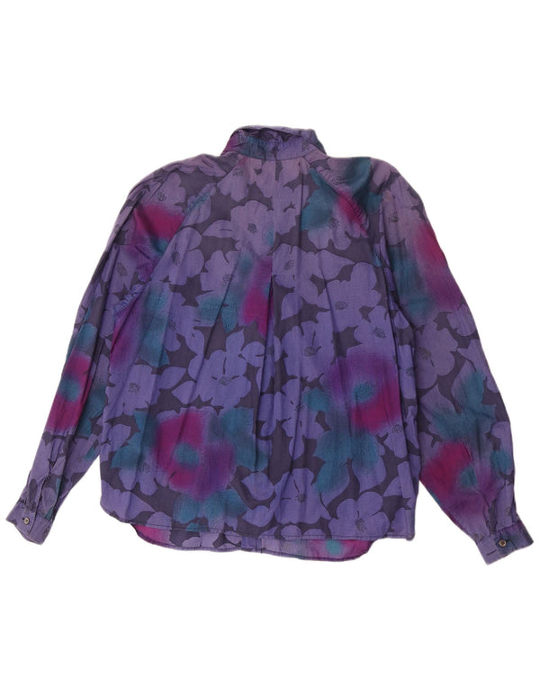 Vintage γυναικείο πουκάμισο UK 16 Large Purple Floral