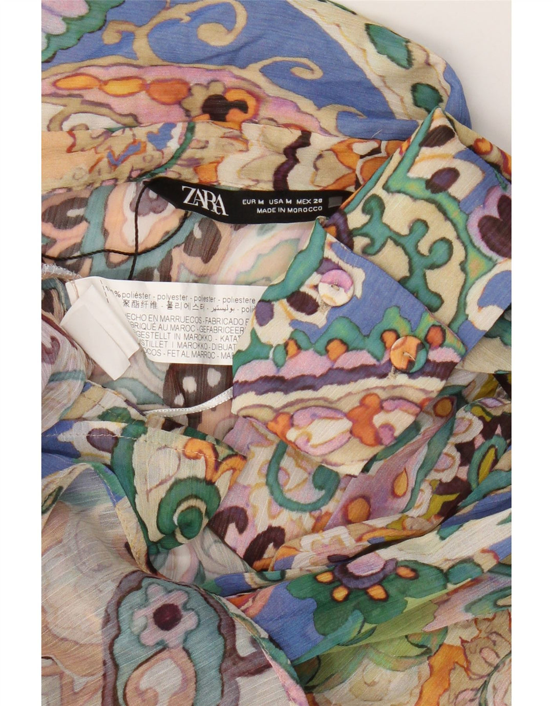 Zara Γυναικείο πουκάμισο Oversized Μπλούζα UK 14 Medium πολύχρωμο Paisley