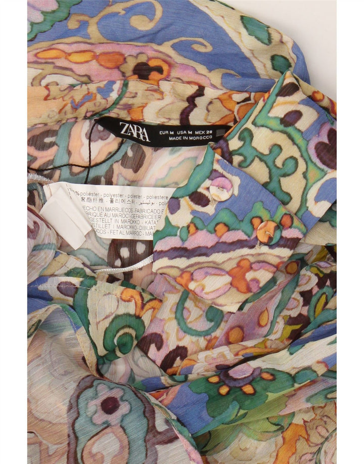 Zara Γυναικείο πουκάμισο Oversized Μπλούζα UK 14 Medium πολύχρωμο Paisley
