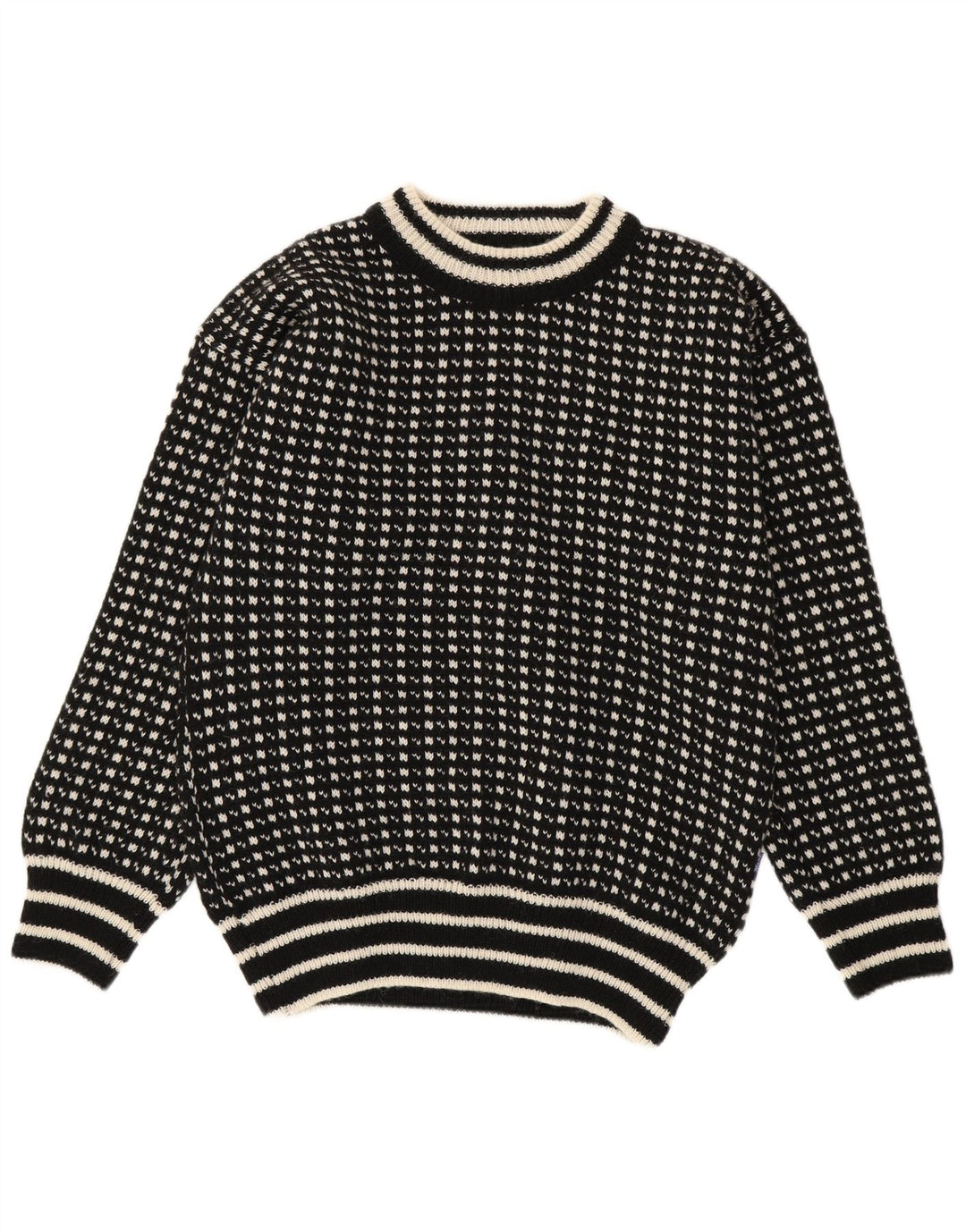 Ανδρικό πουλόβερ Bratens Boat Neck Jumper Medium μαύρο γεωμετρικό μαλλί