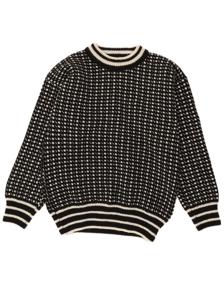 Ανδρικό πουλόβερ Bratens Boat Neck Jumper Medium μαύρο γεωμετρικό μαλλί