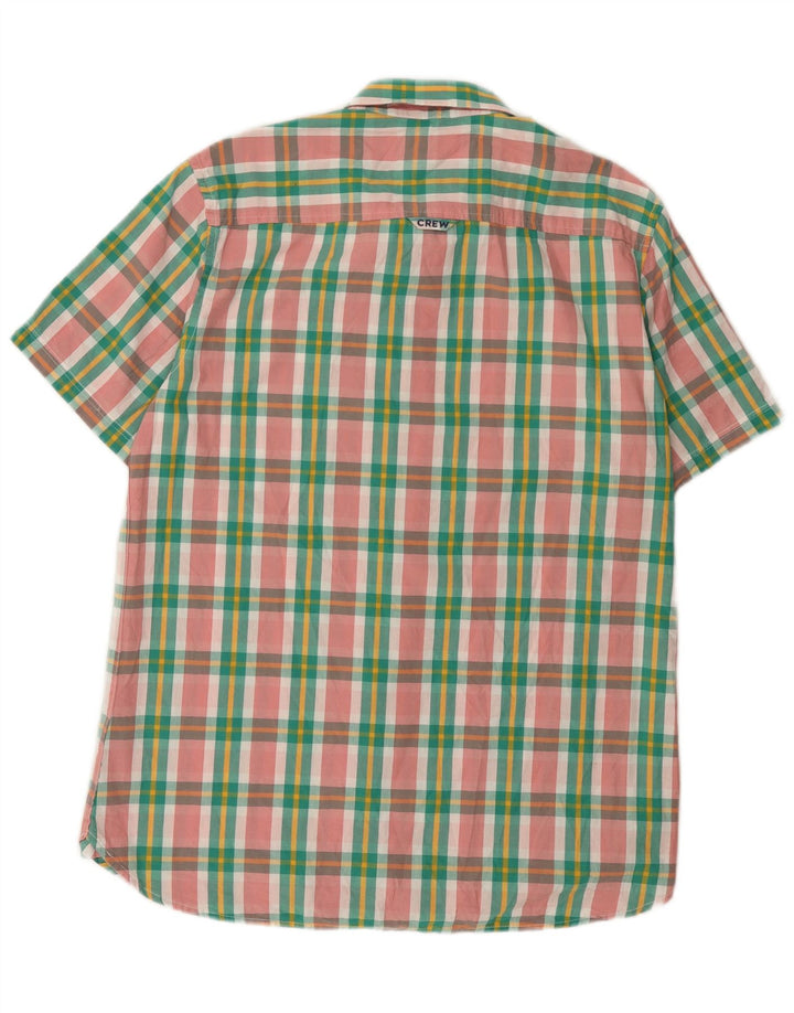 Crew Clothing Ανδρικό κοντομάνικο πουκάμισο Μεσαίο πράσινο βαμβακερό καρό