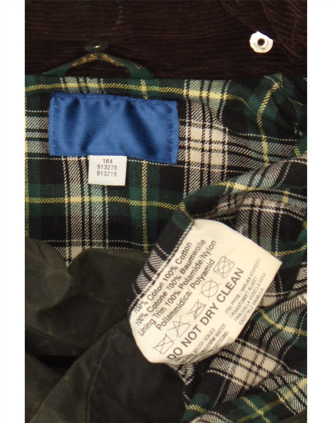 Vintage Ανδρικό κερωμένο βαμβακερό μπουφάν UK 36 Small Green Check