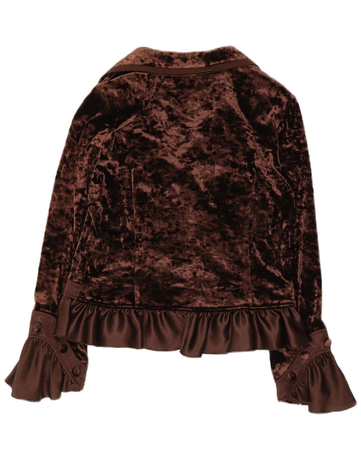 JOSEPH RIBKOFF Γυναικείο βελούδινο πουκάμισο μπλούζα UK 16 μεγάλο καφέ πολυεστέρας