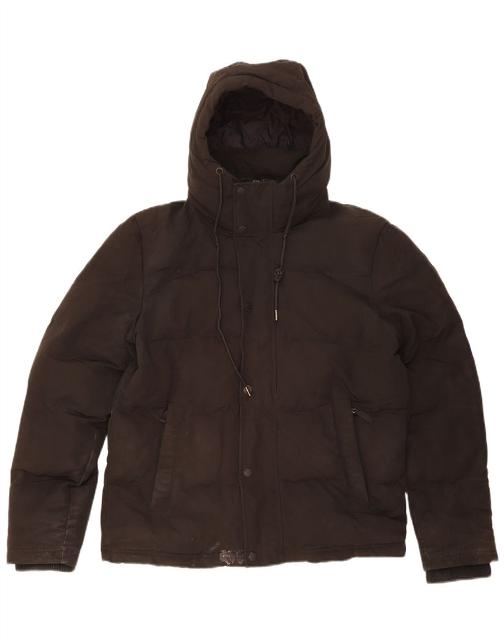 SUPERDRY Ανδρικό μπουφάν με κουκούλα UK 36 Μικρό μαύρο πολυεστέρα