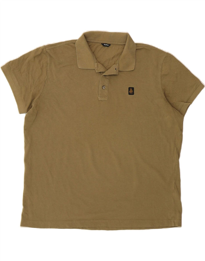 REFRIGIWEAR Mens Polo Shirt 2XL Khaki Cotton Vintage Refrigiwear and Second-Hand Refrigiwear from Messina Hembry 
