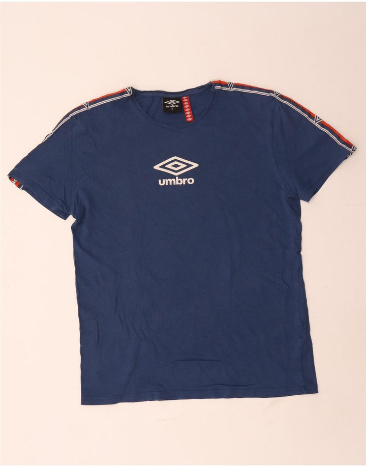 Ανδρικό γραφικό μπλουζάκι Umbro Τοπ μεσαίου μπλε χρώματος βαμβακερό
