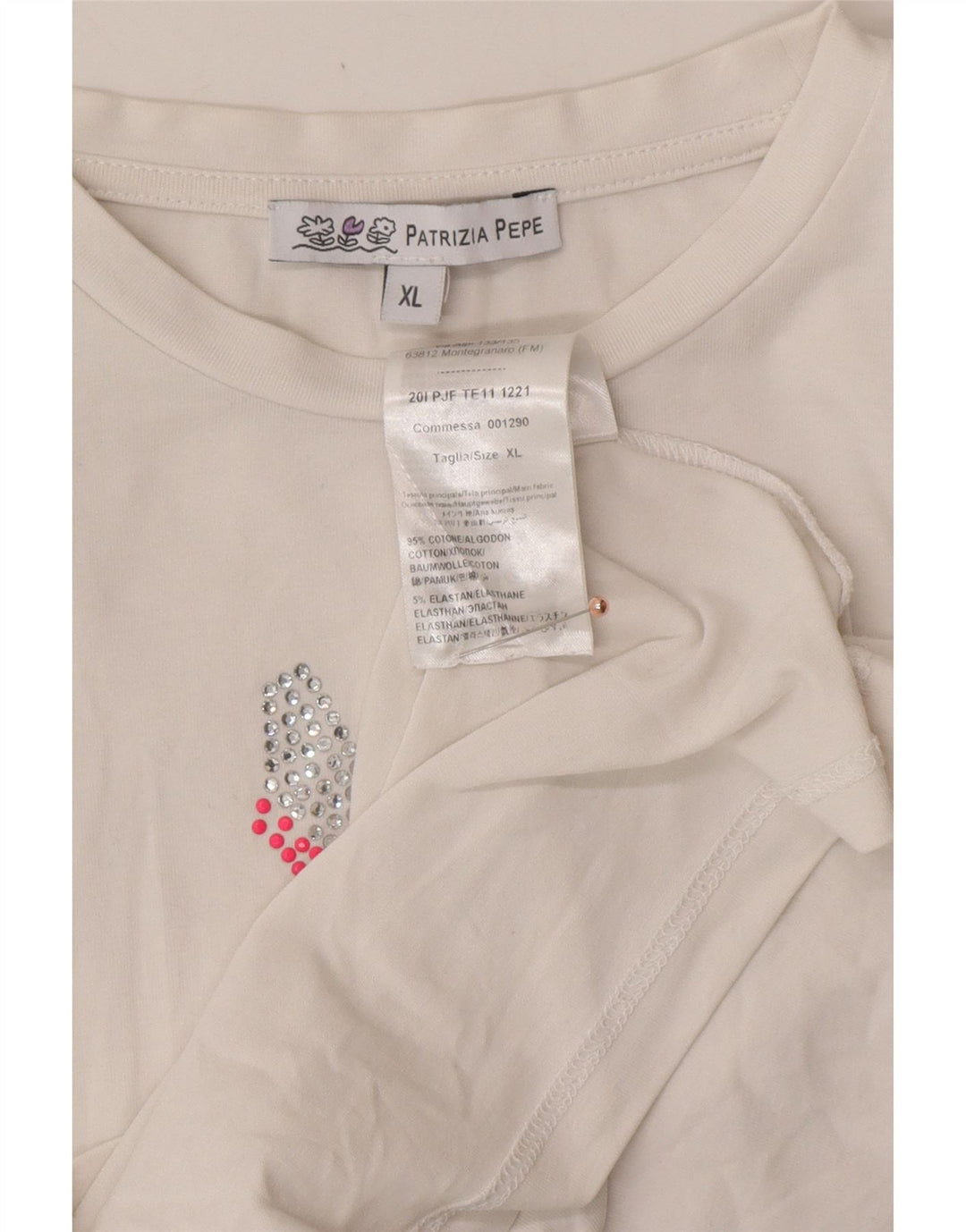 PATRIZIA PEPE Girls Graphic Top Μακρυμάνικο 7-8 ετών XL Λευκό βαμβακερό