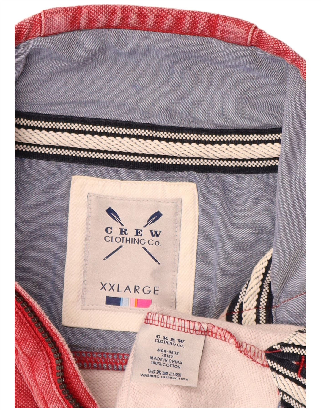 Ανδρικό φούτερ με φερμουάρ Crew Clothing Jumper 2XL από κόκκινο βαμβακερό