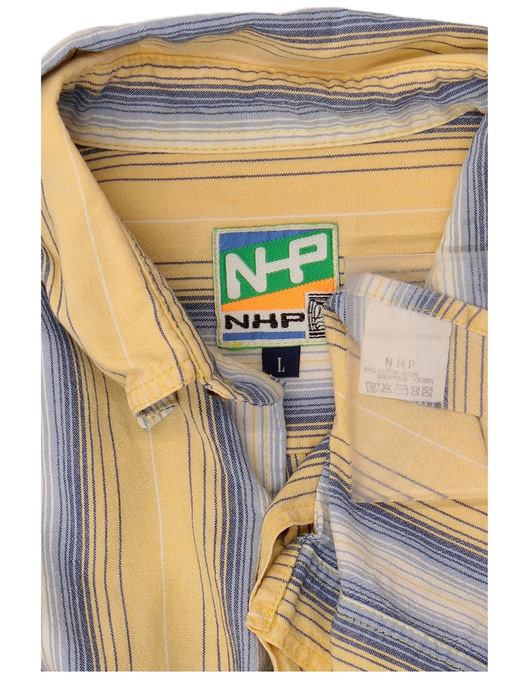 Ανδρικό πουκάμισο VINTAGE μεγάλο κίτρινο βαμβακερό ριγέ