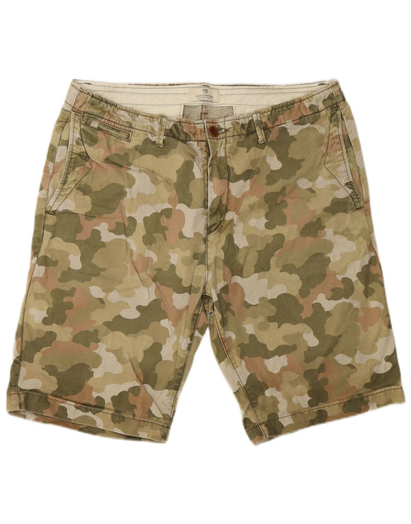 SCOTCH & SODA Mens Chino Shorts W33 Medium Khaki Camouflage Cotton