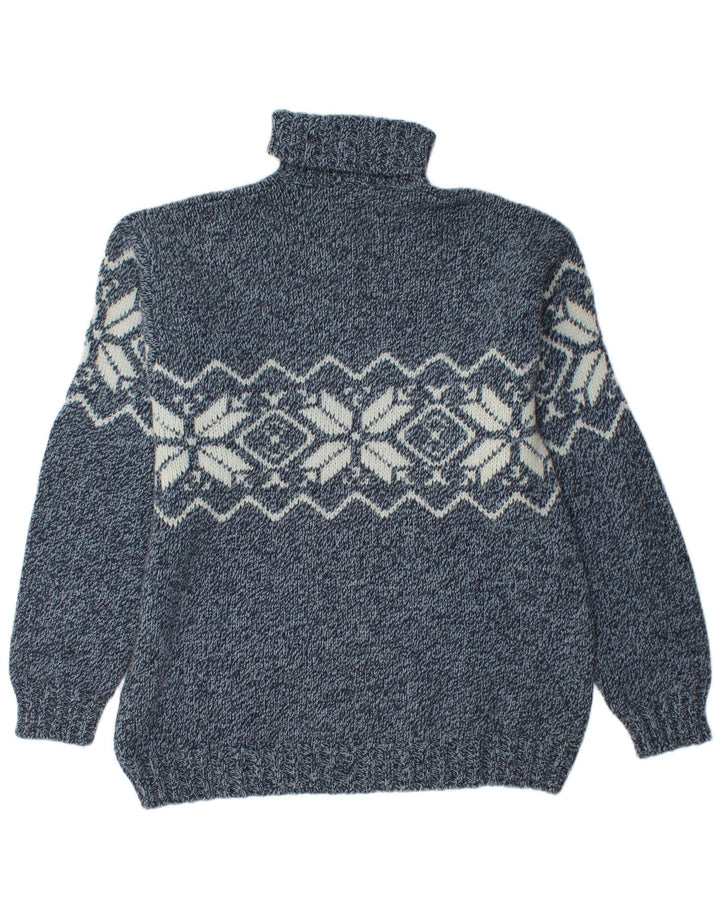 Ανδρικό πουλόβερ Barbieri με ρολό λαιμόκοψη XL Navy Blue Fair Isle