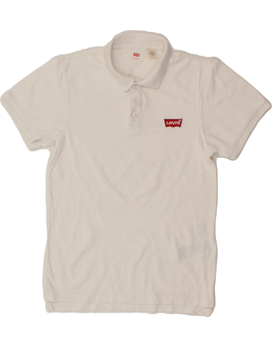 LEVI'S Mens Polo Shirt Small White Cotton Vintage Levi's and Second-Hand Levi's from Messina Hembry 