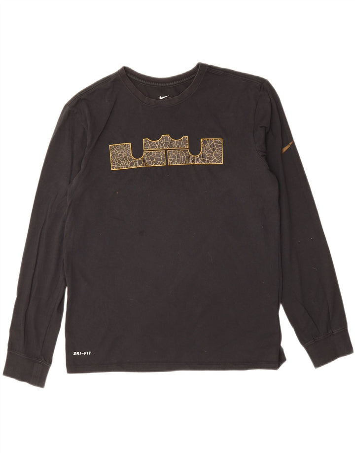 NIKE Womens Athletic Cut Graphic Top Long Sleeve UK 14 Medium Black Cotton Vintage Nike and Second-Hand Nike from Messina Hembry 