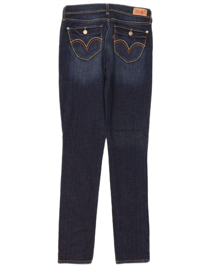 Levi's Womens 524 Super Low Slim Jeans W30 L32 Navy Blue Cotton