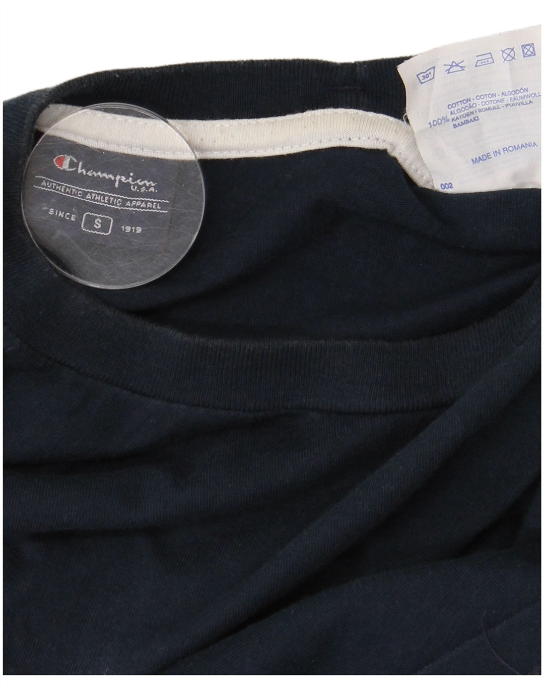 CHAMPION Ανδρικό γραφικό T-Shirt Top Small Navy Blue Cotton