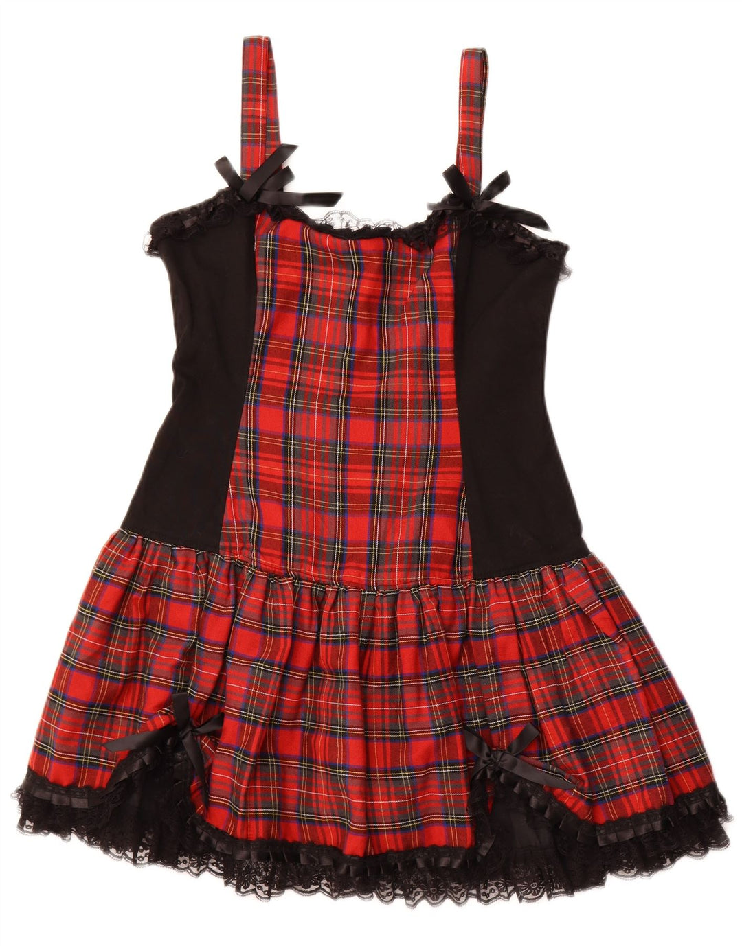 VINTAGE Γυναικείο Αμάνικο Φόρεμα A-Line UK 16 Μεγάλο κόκκινο βαμβακερό καρό