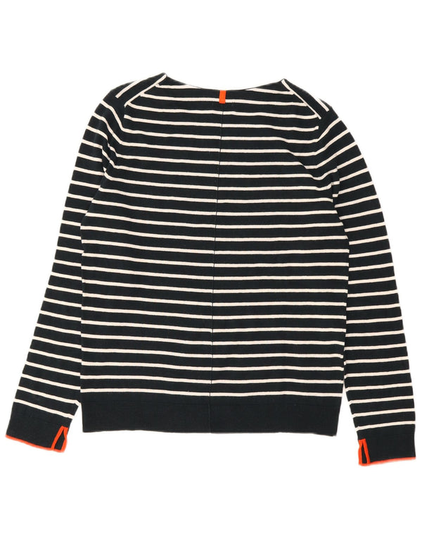 Jigsaw Γυναικείο πουλόβερ με λαιμό σκάφος UK 14 Medium Navy Blue ριγέ