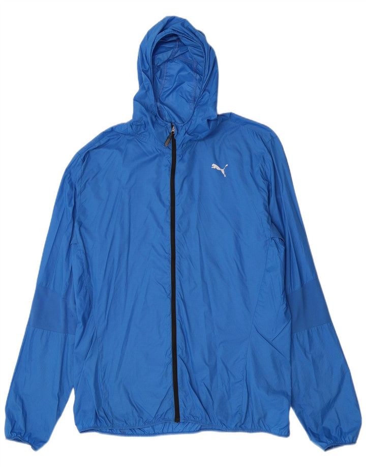 Puma Ανδρικό μπουφάν βροχής με κουκούλα UK 42 XL Blue Check Nylon