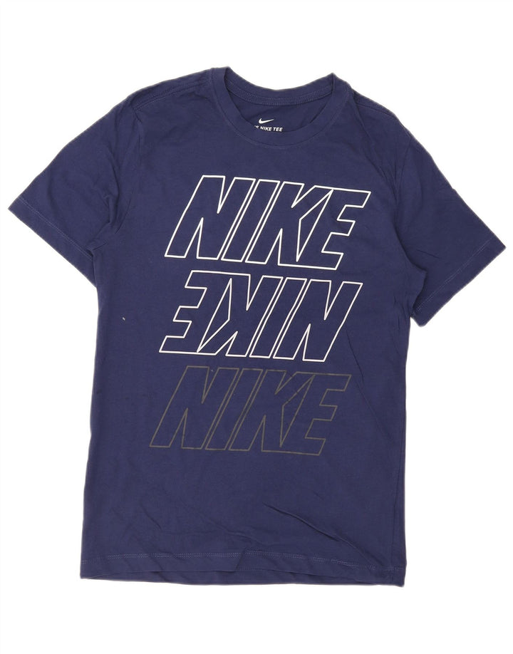 Ανδρικό γραφικό μπλουζάκι NIKE Μικρό βαμβακερό μπλε ναυτικό
