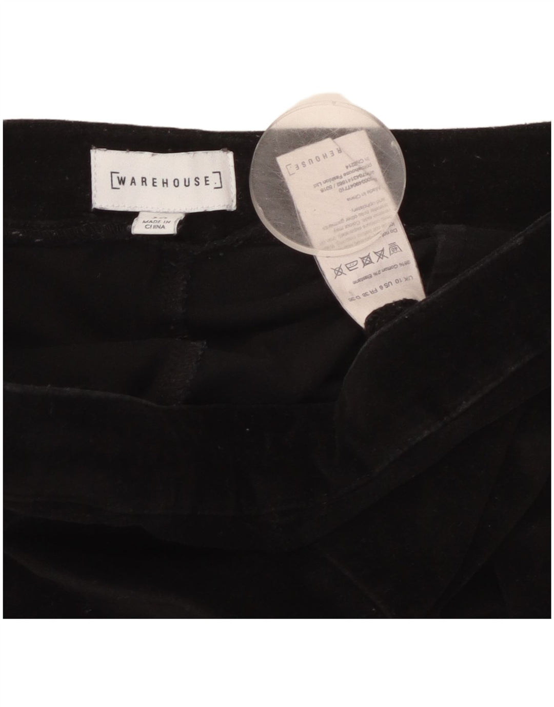 WAREHOUSE Γυναικείο Slim Velvet Casual Παντελόνι UK 10 Small W30 L27 Black