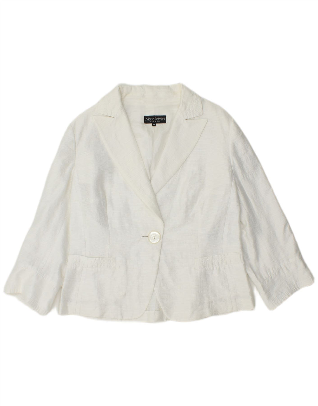 MARTA PALMIERI Womens 3/4 Sleeve 1 Button Blazer Jacket UK 14 Large White