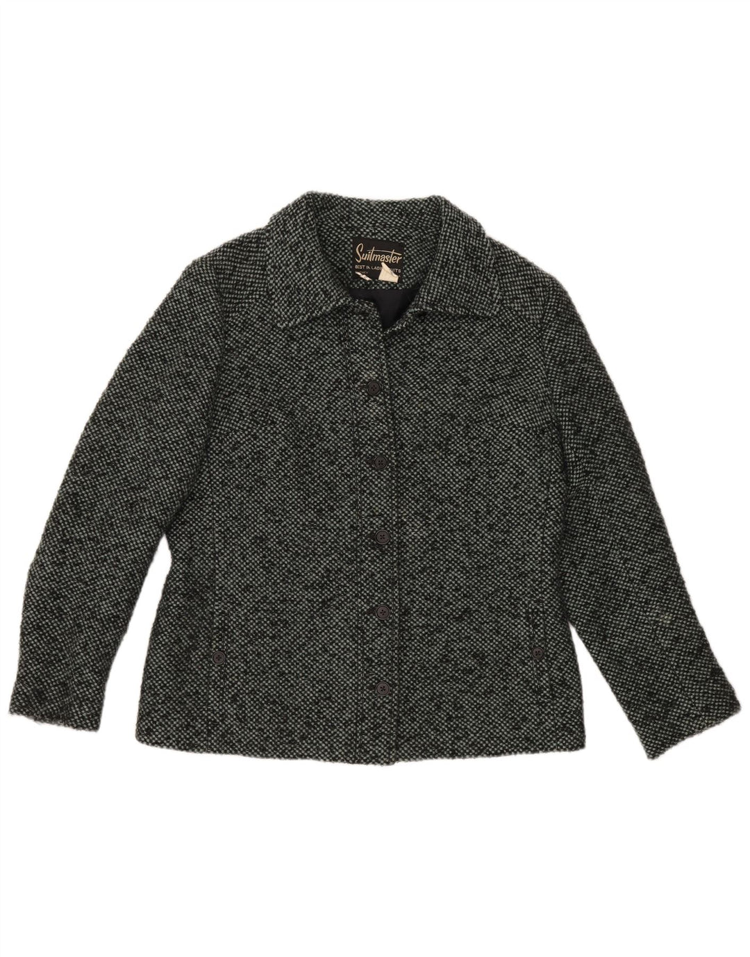 VINTAGE Γυναικείο σακάκι με 6 κουμπιά UK 16 μεγάλο γκρι μαλλί