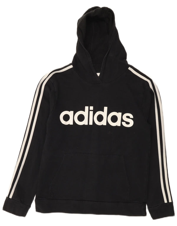 Adidas Γυναικείο Γραφικό Hoodie Jumper UK 10 Small μαύρο βαμβακερό