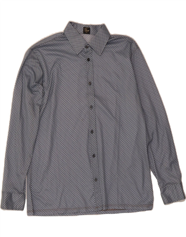 VINTAGE Mens Abstract Pattern Shirt Size 41 Large Blue Vintage Vintage and Second-Hand Vintage from Messina Hembry 