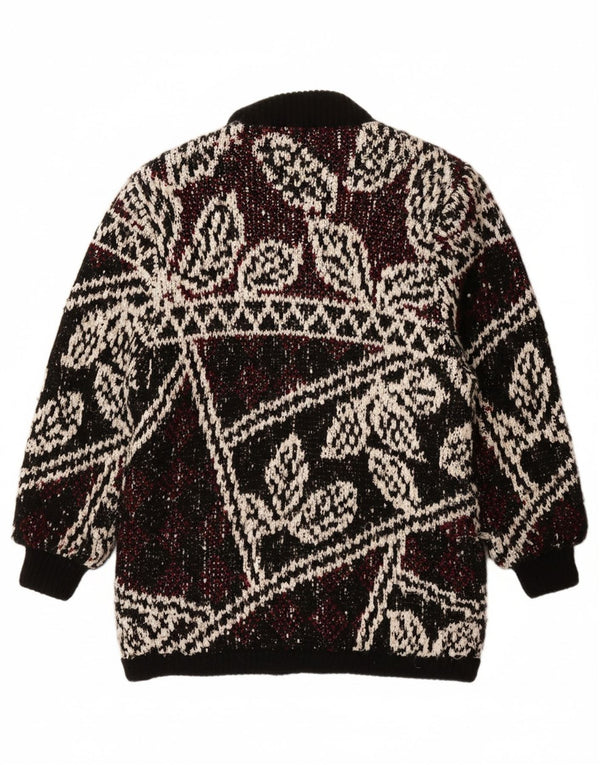 Γυναικείο πλεκτό παλτό JEFFREY BROWNLEADER UK 14 μεσαίο μαύρο φλοράλ ακρυλικό