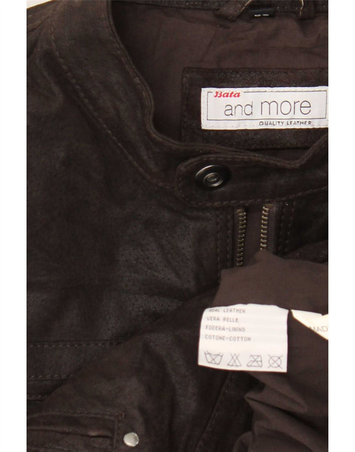 Bata and More Ανδρικό Δερμάτινο Μπουφάν Biker IT 52 XL Καφέ