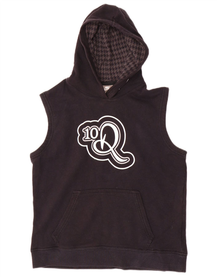 Γραφικό αμάνικο μπλουζάκι για αγόρια NIKE 10-11 ετών Μεσαίο μαύρο βαμβακερό