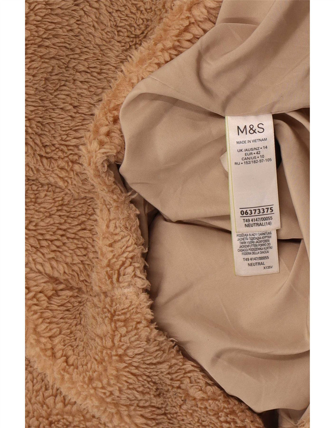 Marks & Spencer Γυναικείο Teddy Bear Fleece Jacket UK 14 Large Beige Polyester