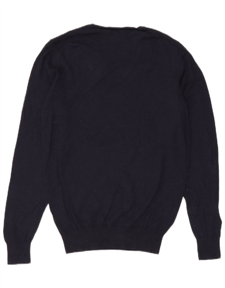 Massimo Dutti Ανδρικό πουλόβερ με λαιμόκοψη με λαιμόκοψη μεγάλο μπλε ναυτικό
