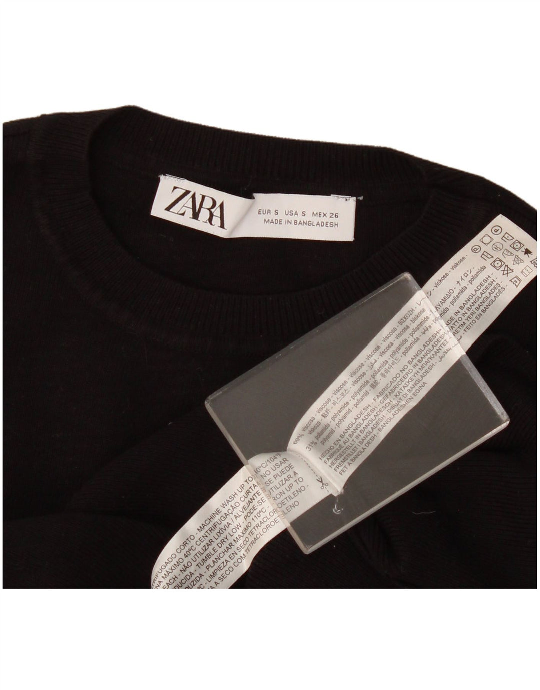 Zara Γυναικείο Crop Vest Top UK 8 Small Black Viscose