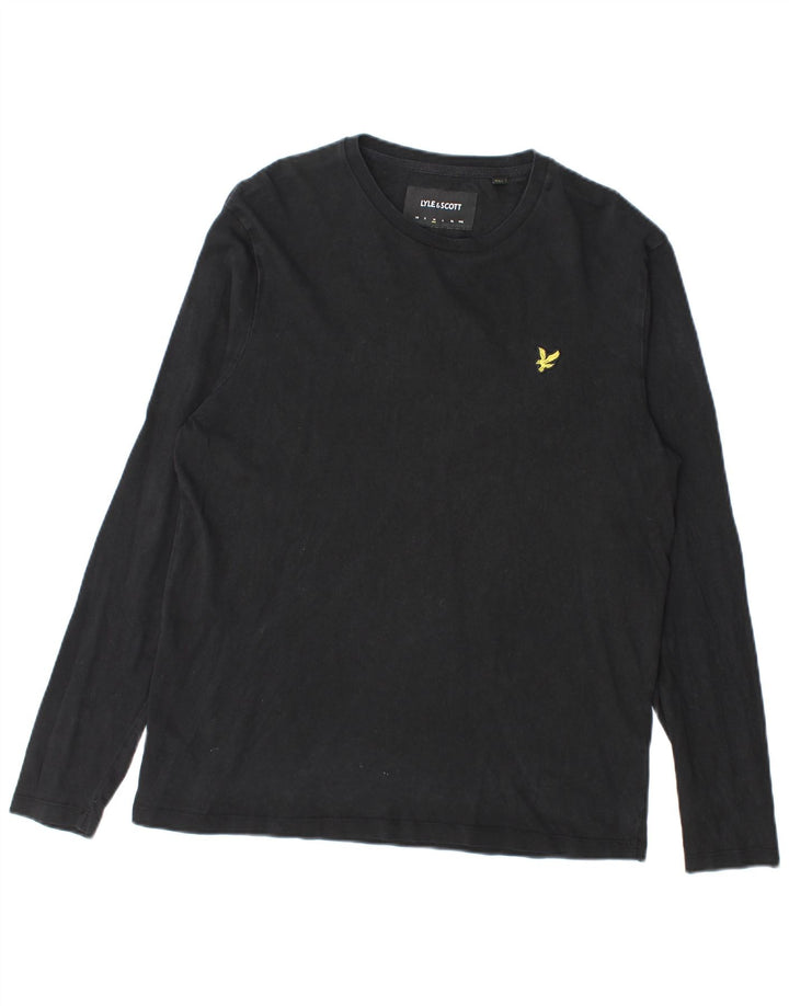 Ανδρικό μπλουζάκι Lyle & Scott με μακρυμάνικο μεσαίο μαύρο βαμβακερό