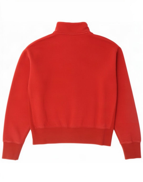 Superdry Γυναικεία φούτερ με φερμουάρ με λαιμόκοψη Jumper UK 10 Small Red Cotton