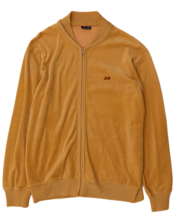 Vintage ανδρική βελούδινη αθλητική φόρμα Top Jacket IT 50 μεσαίο κίτρινο βαμβάκι
